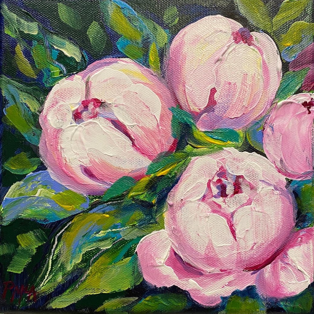 8" x 8" Peonies - Acrylic on Gallery Wrapped Canvas