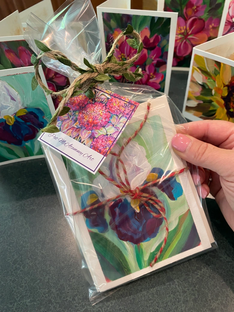 3 Notecards - Iris, Rhododendron, Sunflower